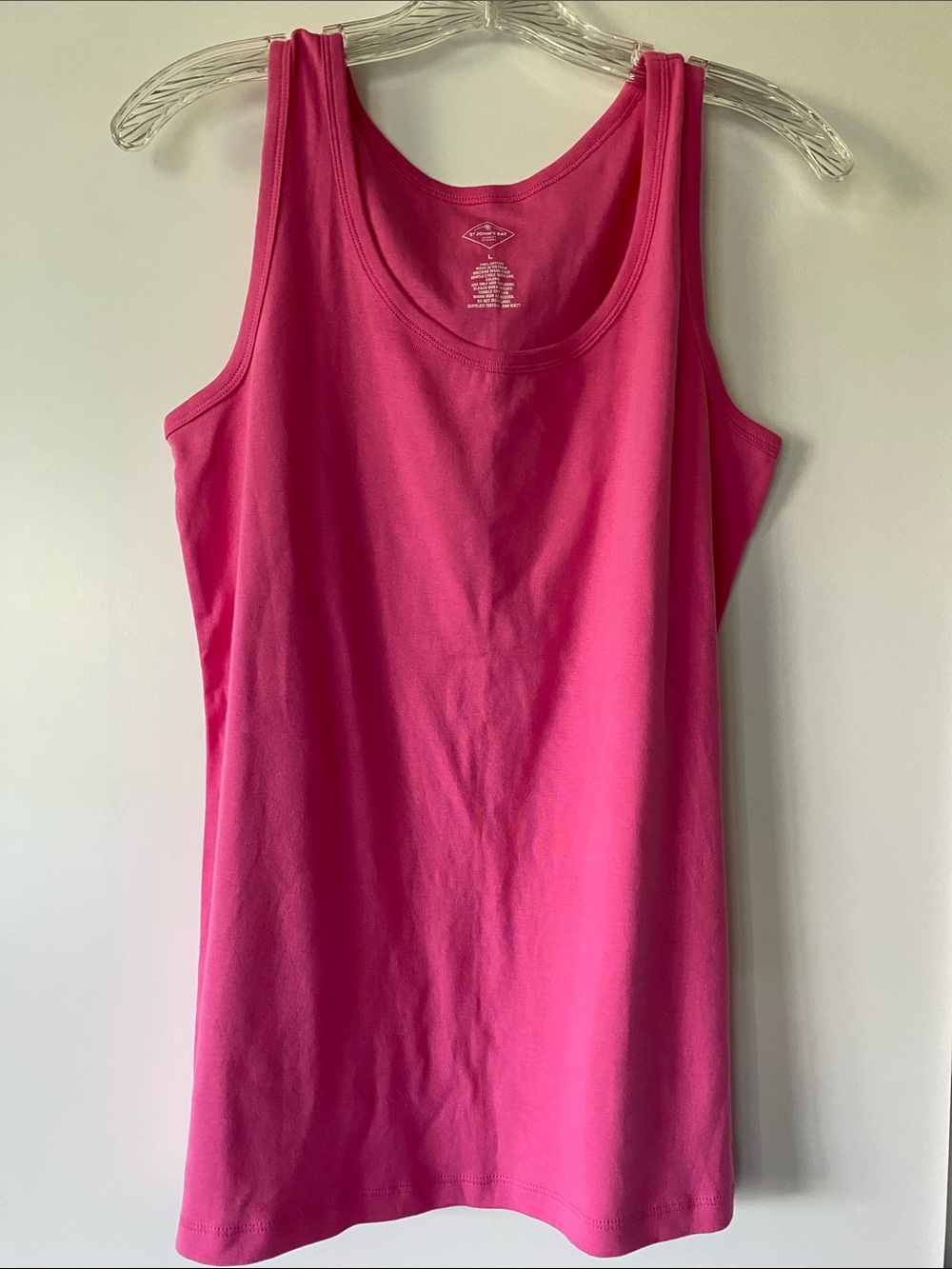 St. John's Bay Pink Scoop Neck Cotton Tank Top NWOT Easy Fit L Christopher Banks